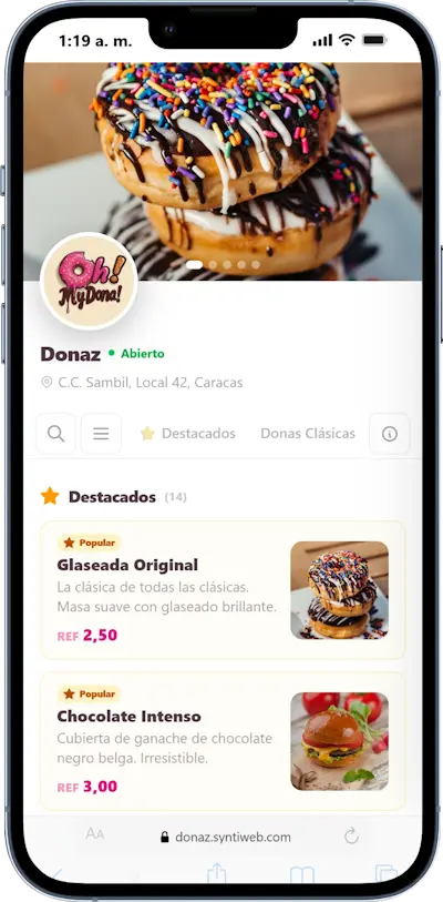 Menú digital Donaz
